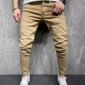 Elastic Jeans Fashion Slim Skinny Jeans Casual Pants Jean Male Green Black Blue
